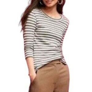 Anthropologie Michael Stars Top Women XS/S Black White Striped Metallic Nautical